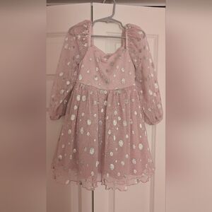 Bonnie Jean Pink Dress With Silver Polka Dots